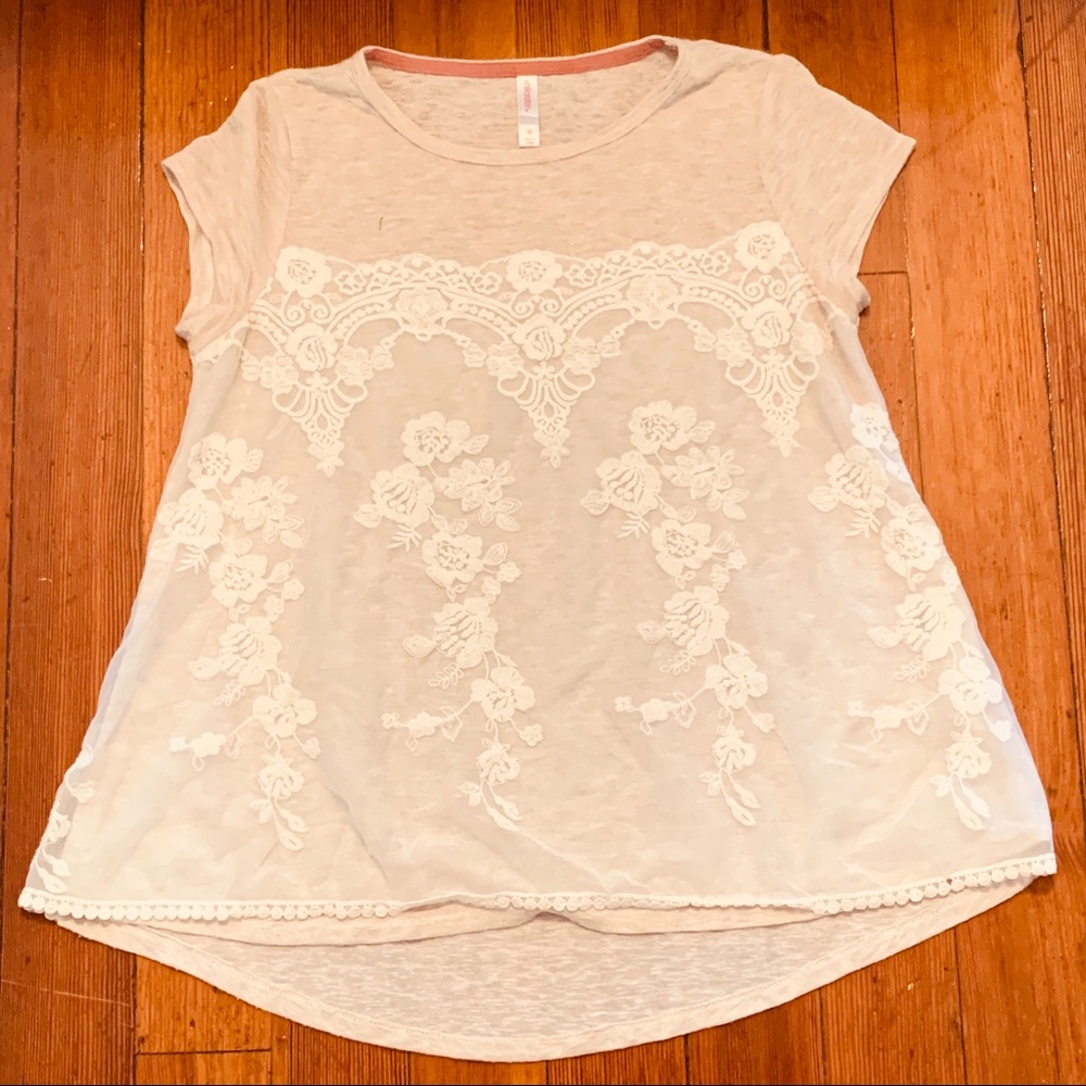 Target Xhilaration Mesh Lace Overlay Tee